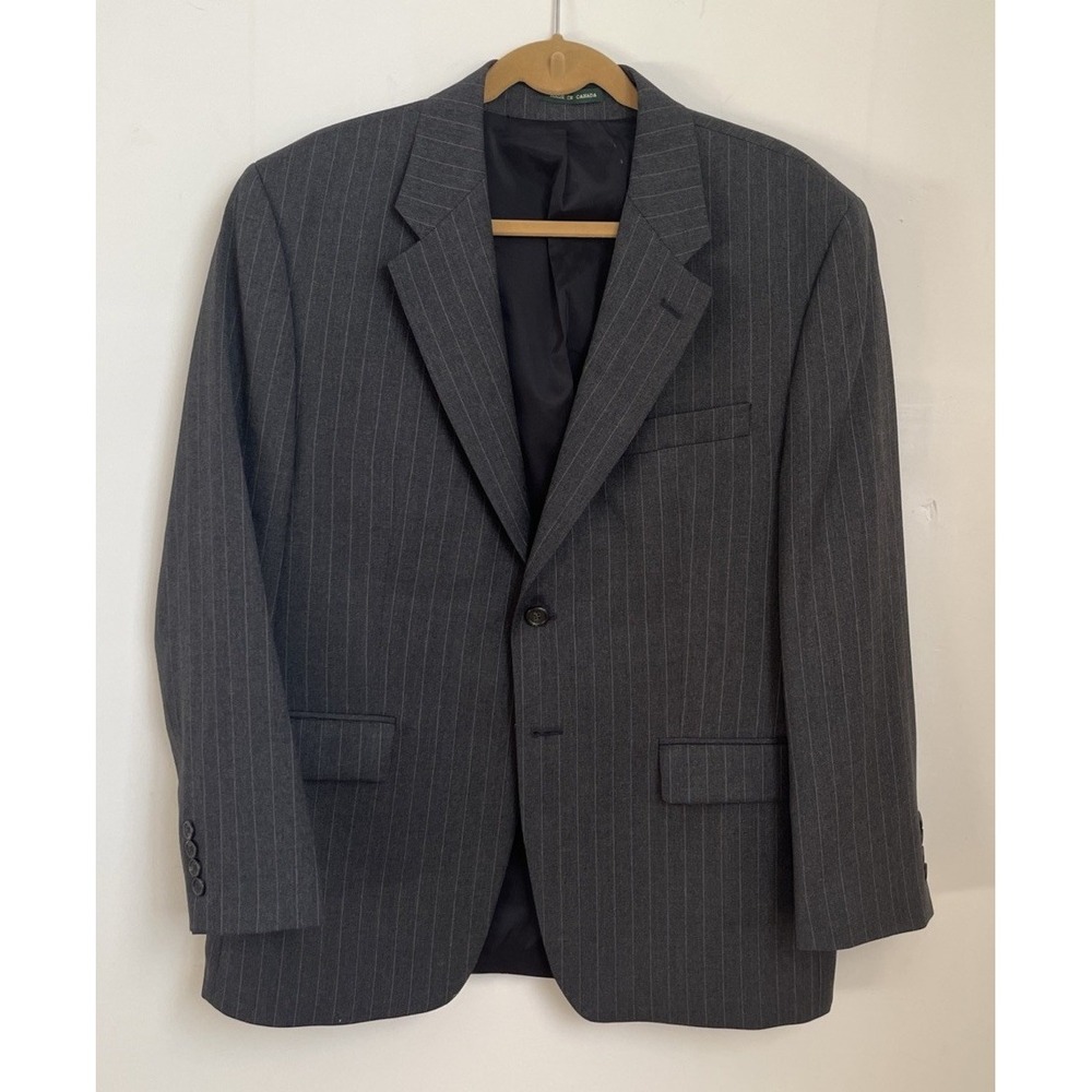 Lauren Ralph Lauren Blazer Men's 41S Gray Pinstripe Wool Suit Jacket